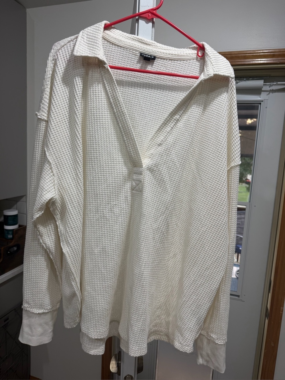 Torrid Waffle-Knit Long Sleeve Polo Shirt